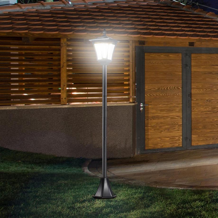 Northio Lanterne Solaire De Jardin Avec Led 40 Lumens Noir 18 X 18 X 160 Cm  