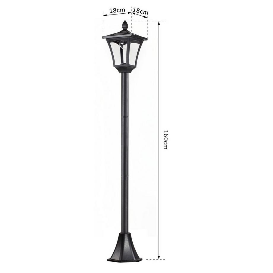 Northio Lanterne Solaire De Jardin Avec Led 40 Lumens Noir 18 X 18 X 160 Cm  