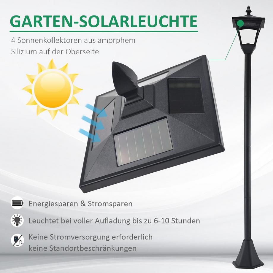 Northio Lanterne Solaire De Jardin Avec Led 40 Lumens Noir 18 X 18 X 160 Cm  