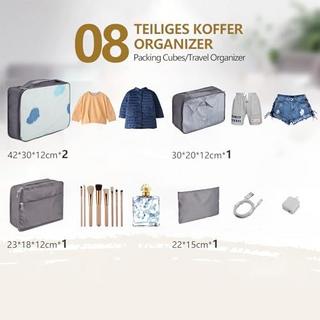 Only-bags.store  8-teiliger Kofferorganisator, Packwürfel für Reisen und Urlaub, Reiseorganisator mit Kosmetiktasche, Schuhsack, Kofferorganisator-Set für die Aufbewahrung zu Hause (8) 