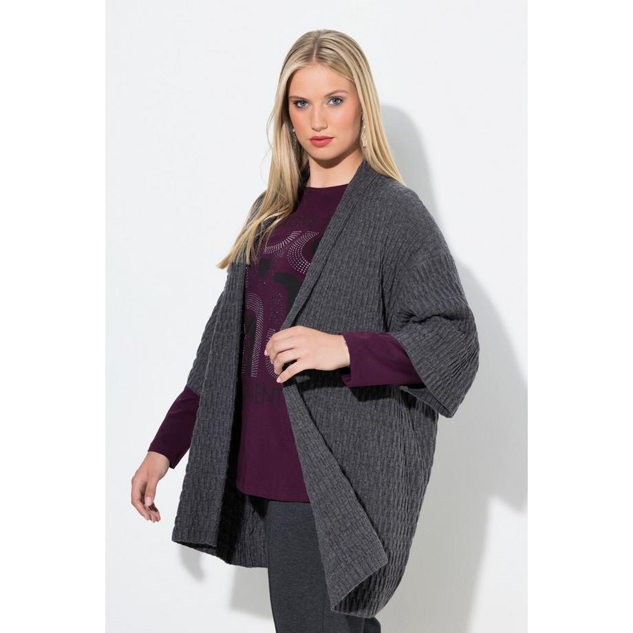 Ulla Popken Cardigan Oversize Maglia Lavorata Maniche 3/4  