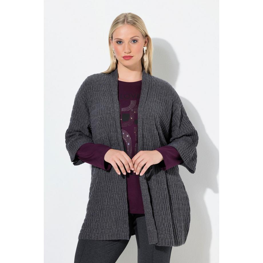 Ulla Popken Cardigan Oversize Maglia Lavorata Maniche 3/4  