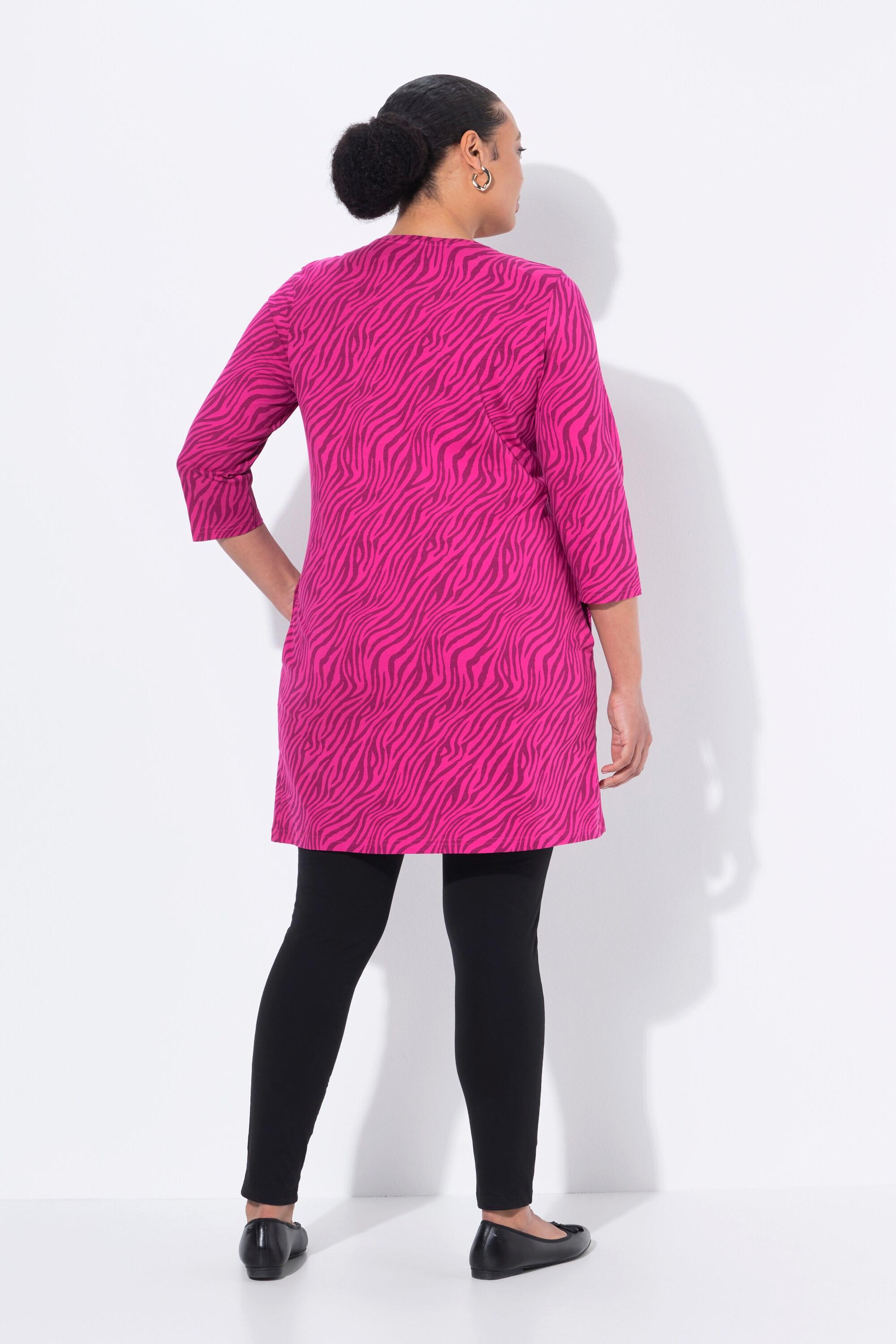 Ulla Popken Maglia lunga linea ad A scollo a V manica 3/4 con cerniera  