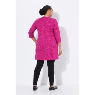 Ulla Popken Maglia lunga linea ad A scollo a V manica 3/4 con cerniera  