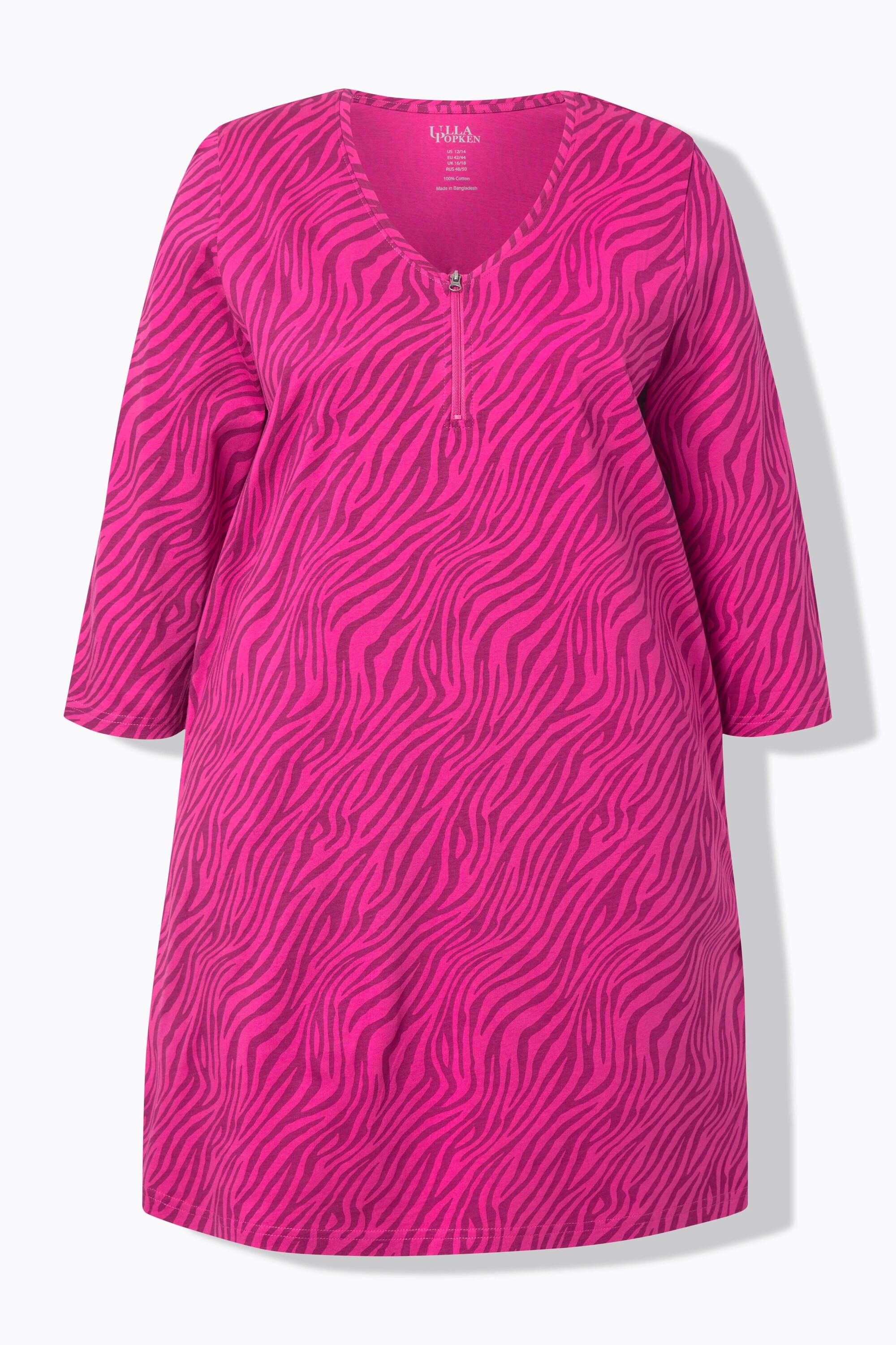 Ulla Popken Maglia lunga linea ad A scollo a V manica 3/4 con cerniera  