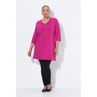 Ulla Popken Maglia lunga linea ad A scollo a V manica 3/4 con cerniera  