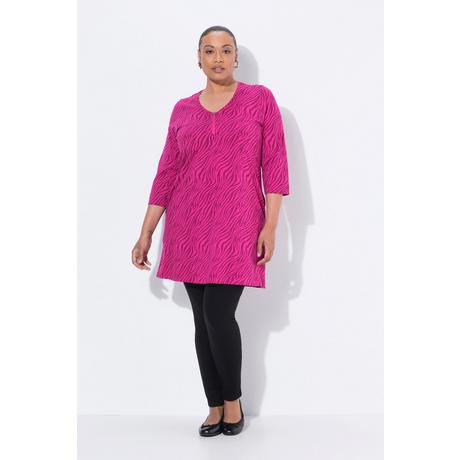 Ulla Popken Maglia lunga linea ad A scollo a V manica 3/4 con cerniera  