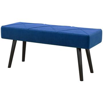 Banquette rembourrée, banquette de lit, banc de couloir avec motif en X, aspect velours, charge jusqu'à 120 kg, pour chambre à coucher, 100 x 36 x 45 cm, bleu |
