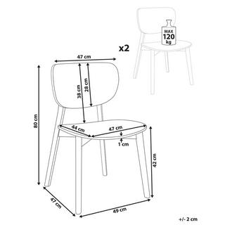 Beliani Lot de 2 chaises de salle à manger en Bois d'hévéa Scandinave OVERLY  