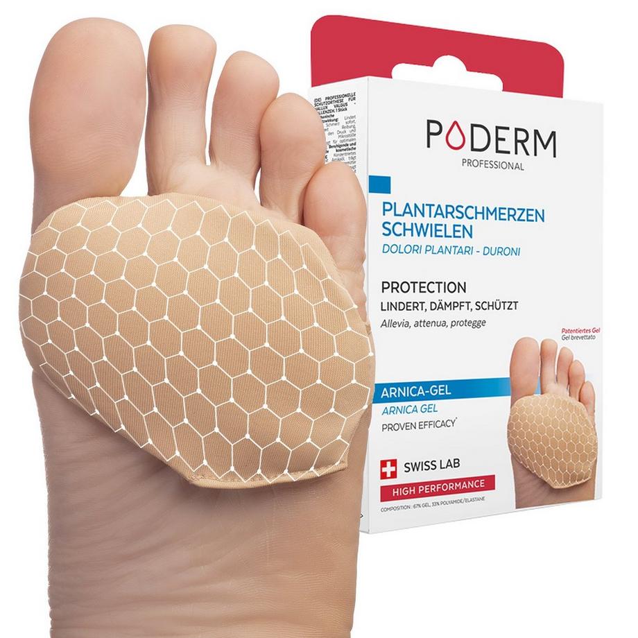 PODERM  Fußsohlenschmerzen & Schwielen Schutz X2 - Größe S - Von Podologen empfohlen - 100% natürlich & vegan - Swiss Made 