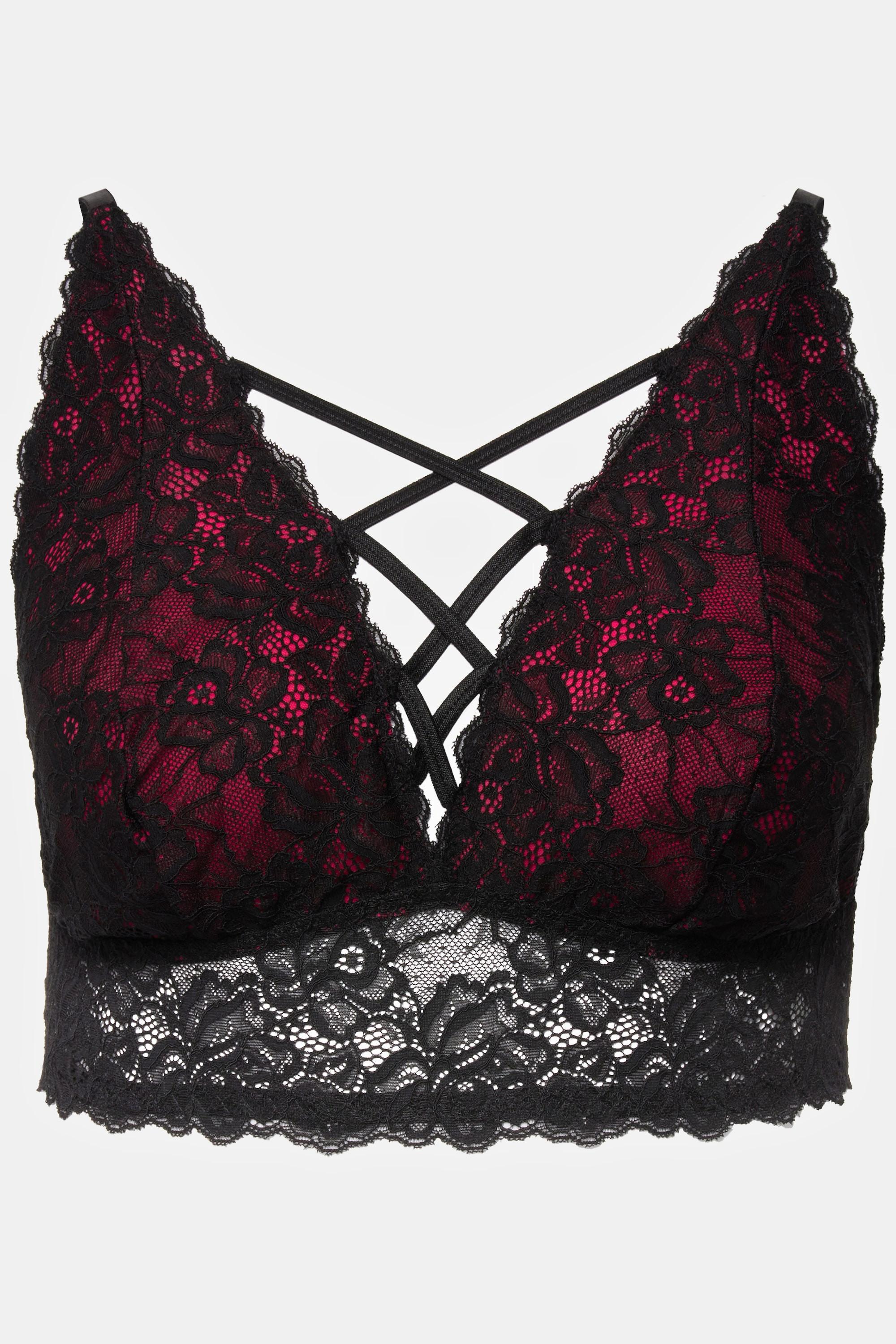 Ulla Popken  Bralette à cordons croisés, sans armatures. Dentelle. 