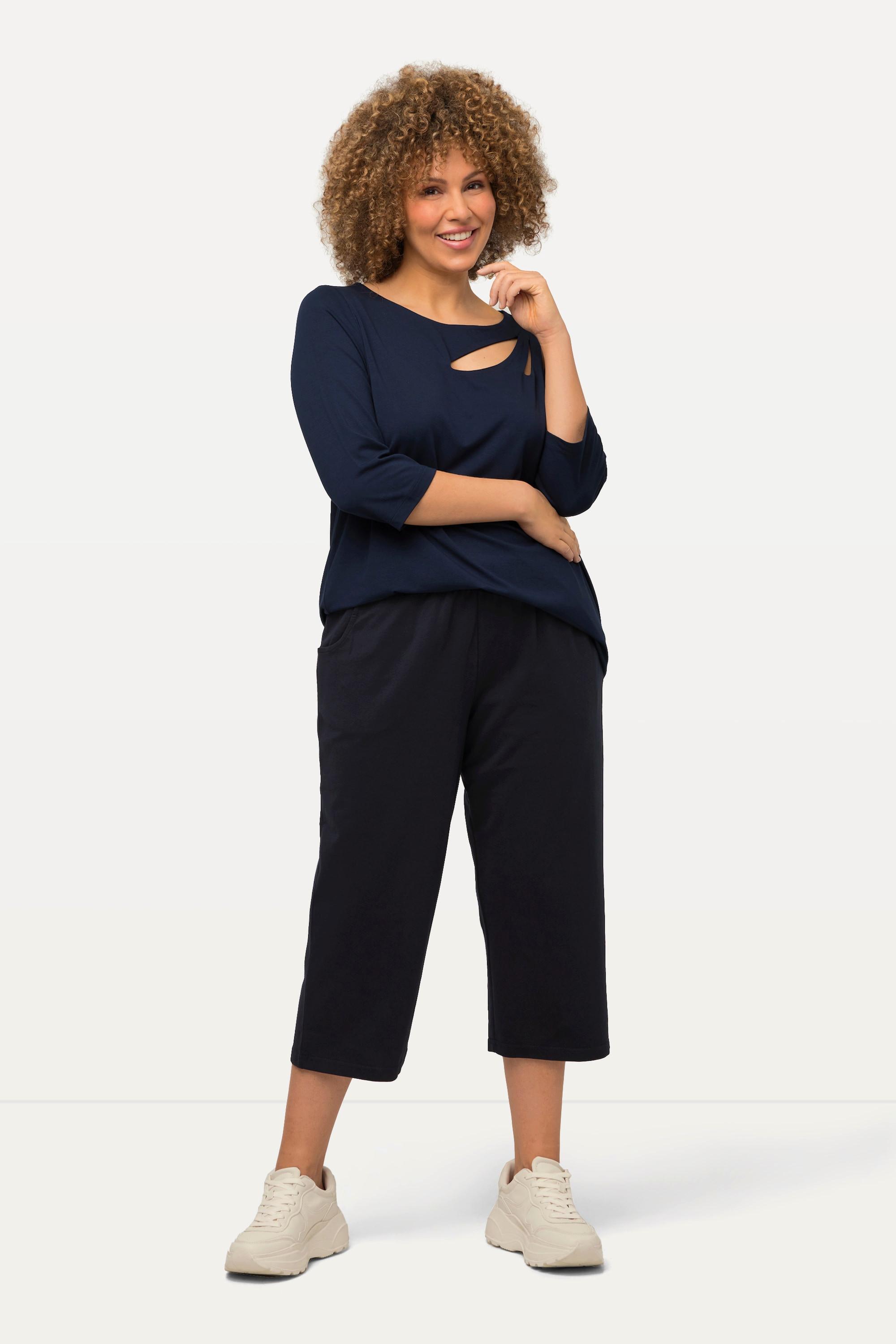 Ulla Popken Pantaloni Jogging 7/8 Gamba Dritta Vita Elastica  