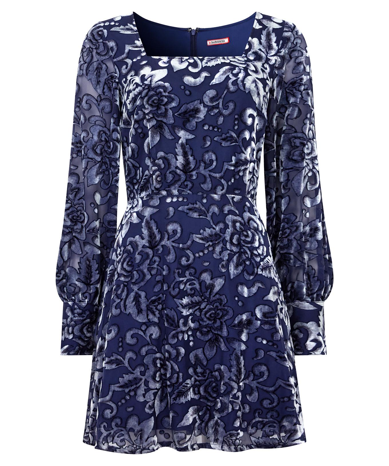 Joe Browns Robe Mini Devoré Florale Manches Bouffantes  