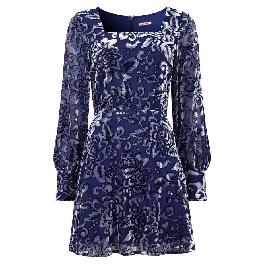 Joe Browns Geblümtes Devoré Minikleid Puffärmel  