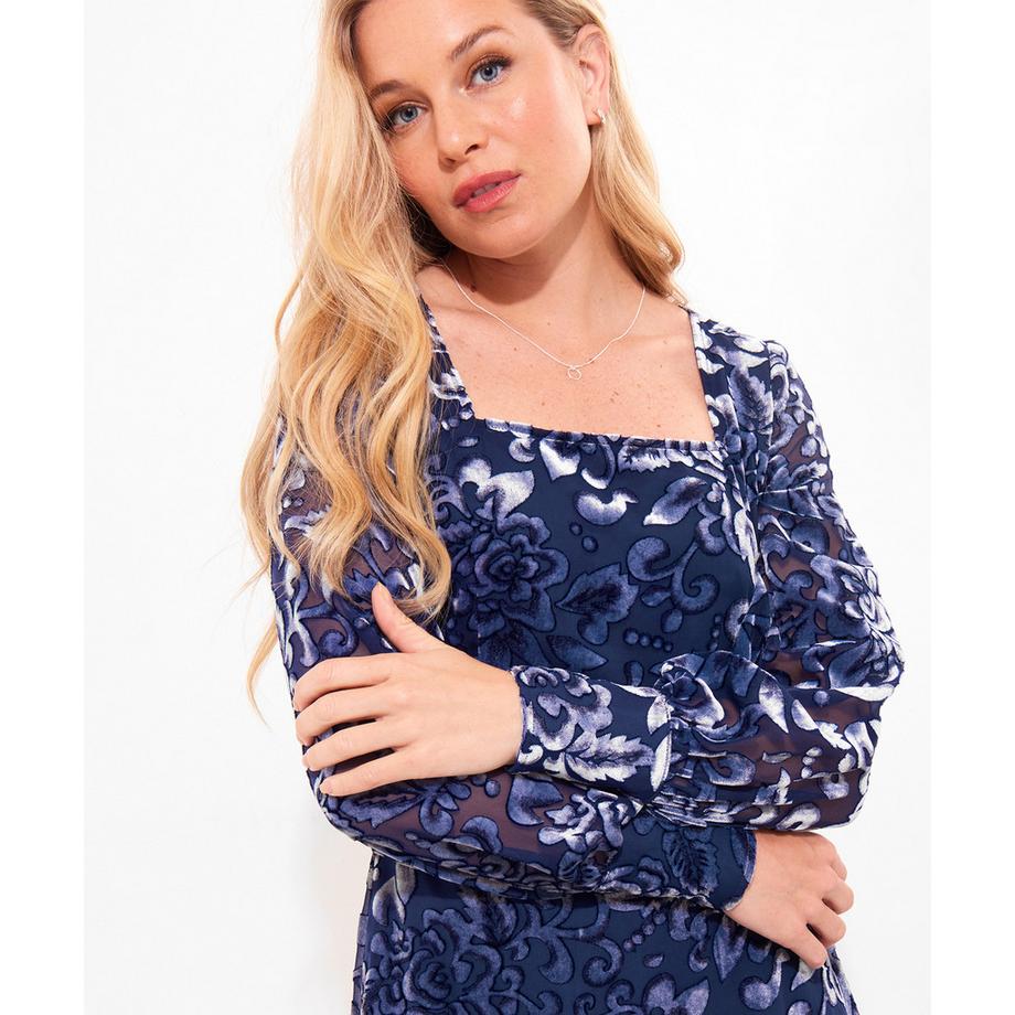 Joe Browns Geblümtes Devoré Minikleid Puffärmel  