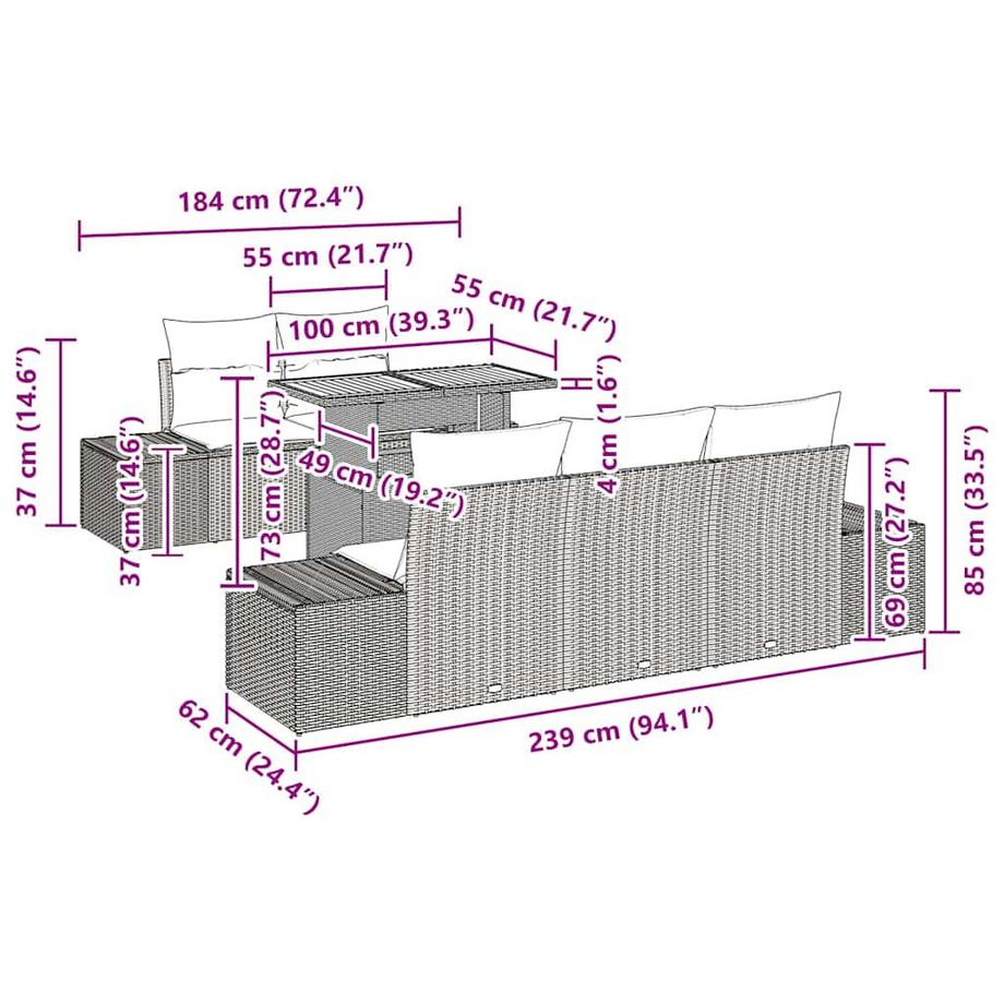 VidaXL Set Divano da Giardino Polyrattan  