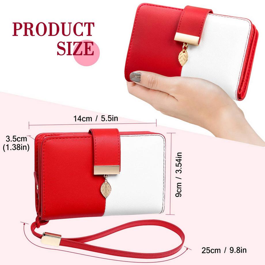 Only-bags.store Portafoglio con Protezione RFID 18 Scomparti per Carte Catena con Cerniera e Cordino  