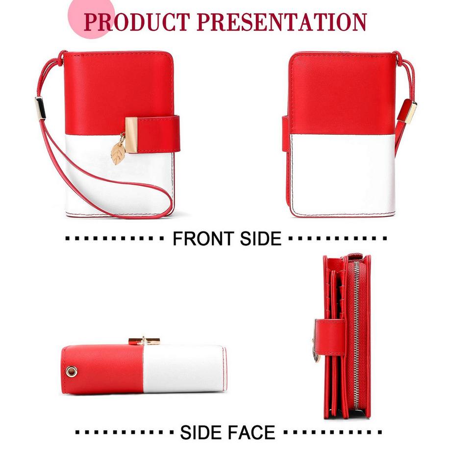 Only-bags.store Portafoglio con Protezione RFID 18 Scomparti per Carte Catena con Cerniera e Cordino  