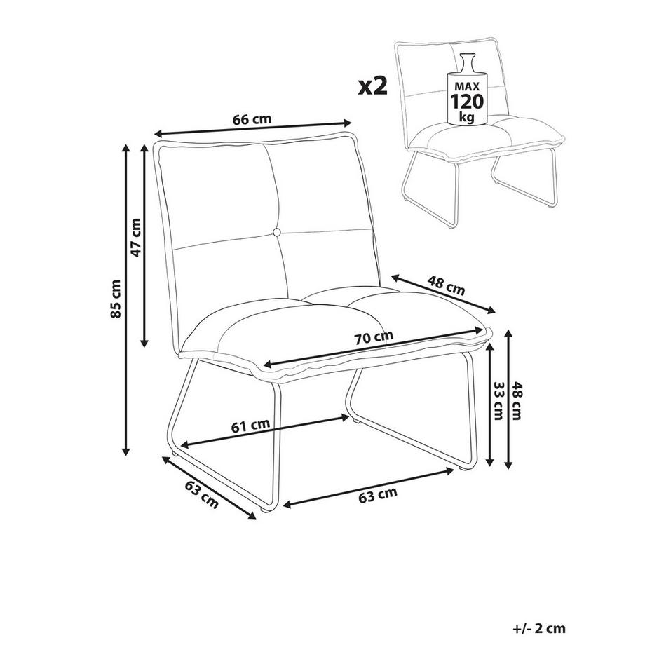 Beliani Lot de 2 fauteuils en Velours côtelé Scandinave BJASTA  