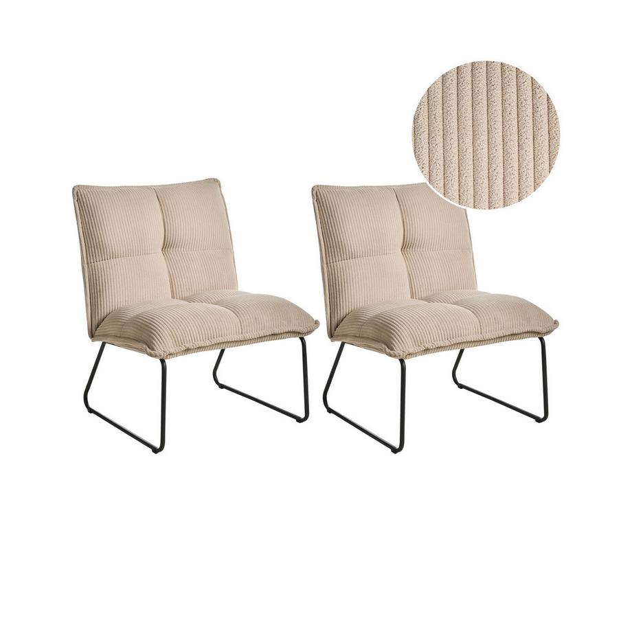 Beliani Lot de 2 fauteuils en Velours côtelé Scandinave BJASTA  