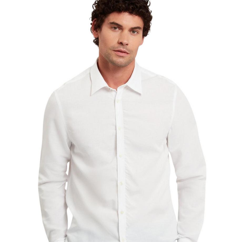 TED BAKER Chemise Manches Longues Mélange Lin Coupe Régulière  