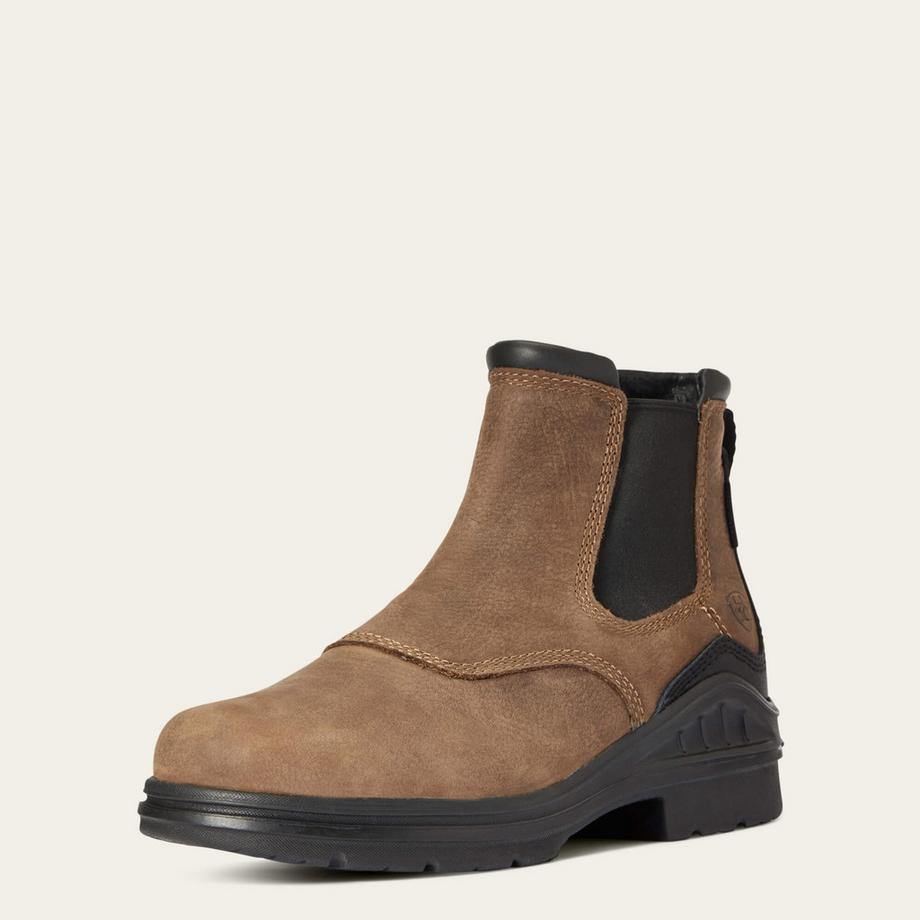 Ariat  bottines imperméable barnyard twin gore ii antq brn 3.5/6 b 