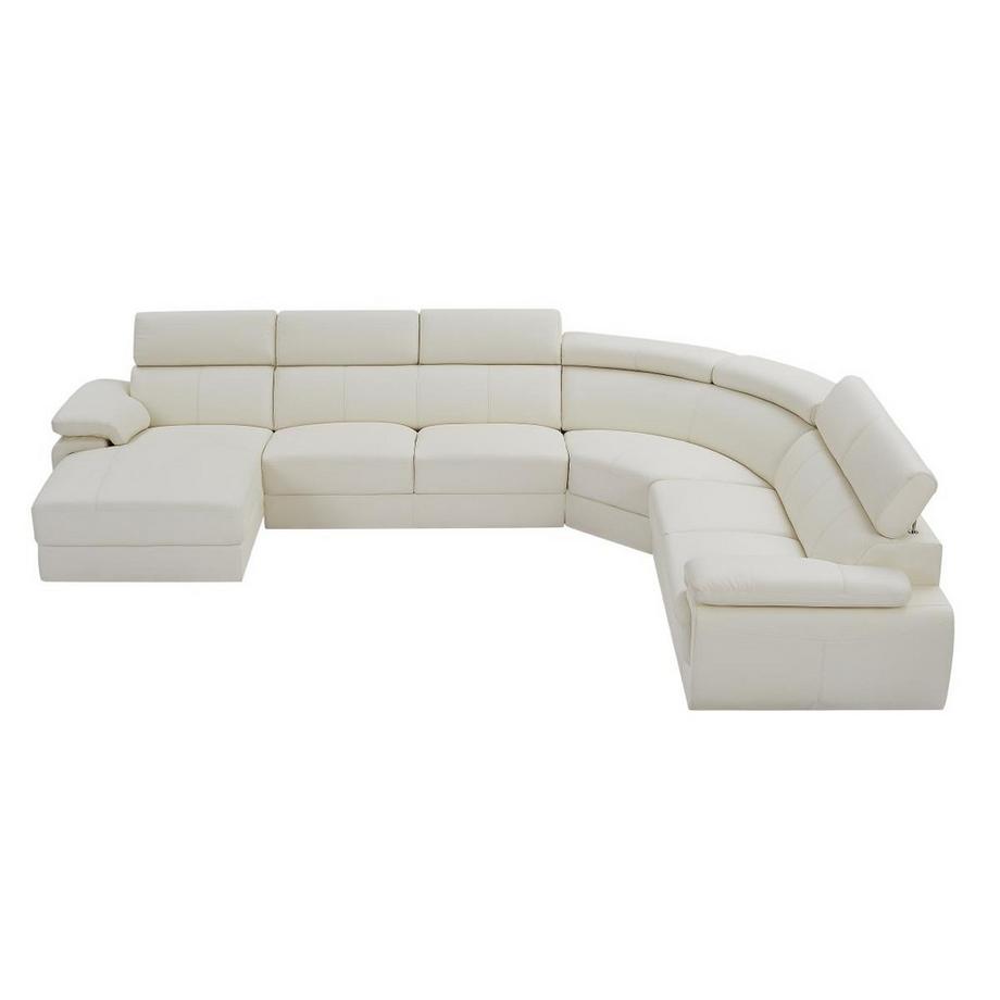 Vente-unique Divano panoramico 7 posti in pelle Avorio Angolo a sinistra ELEVANTO  