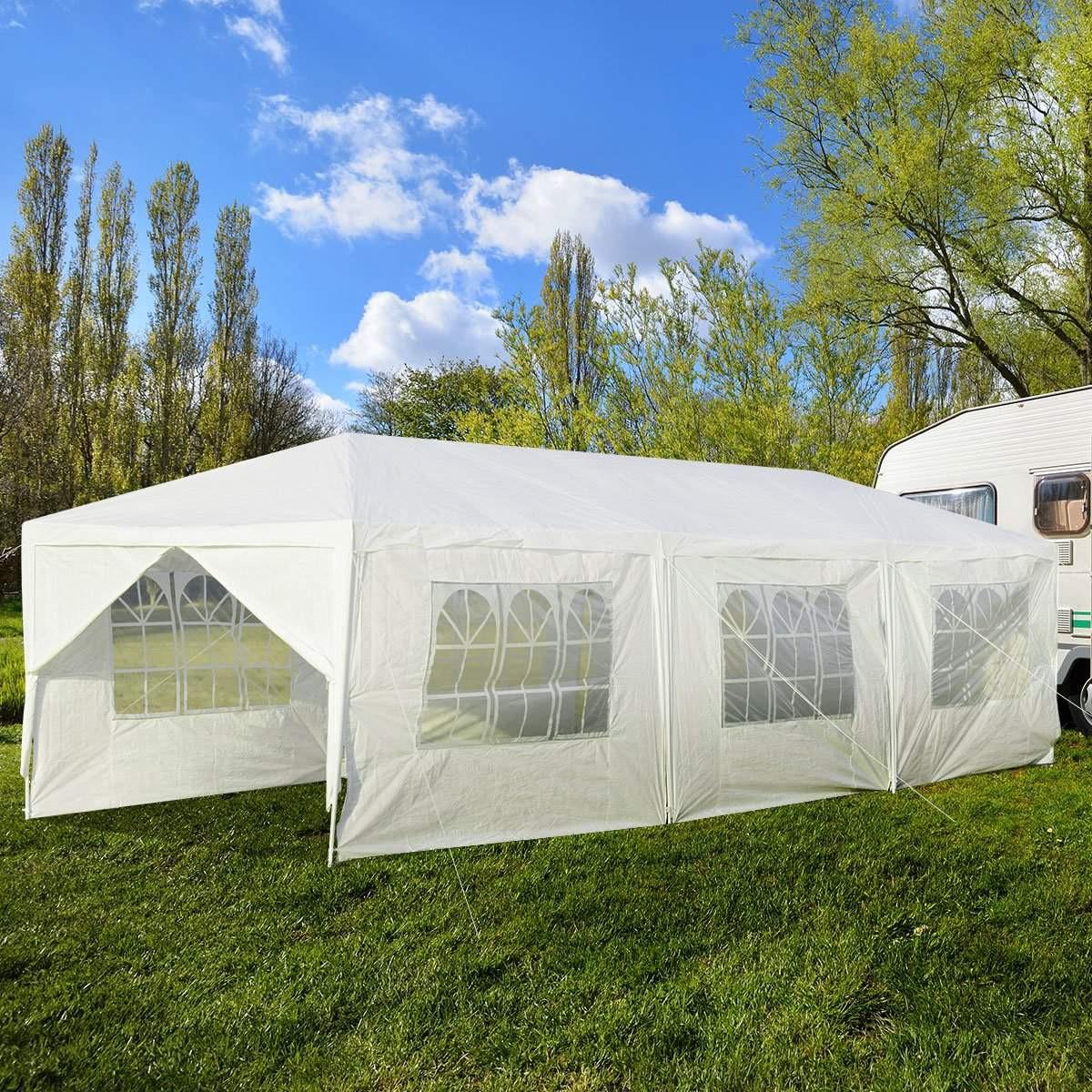 Northix Pavillon de jardin 3x9m tente de fête tente de jardin tente de protection UV blanc  