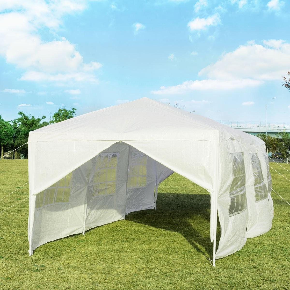 Northix Pavillon de jardin 3x9m tente de fête tente de jardin tente de protection UV blanc  