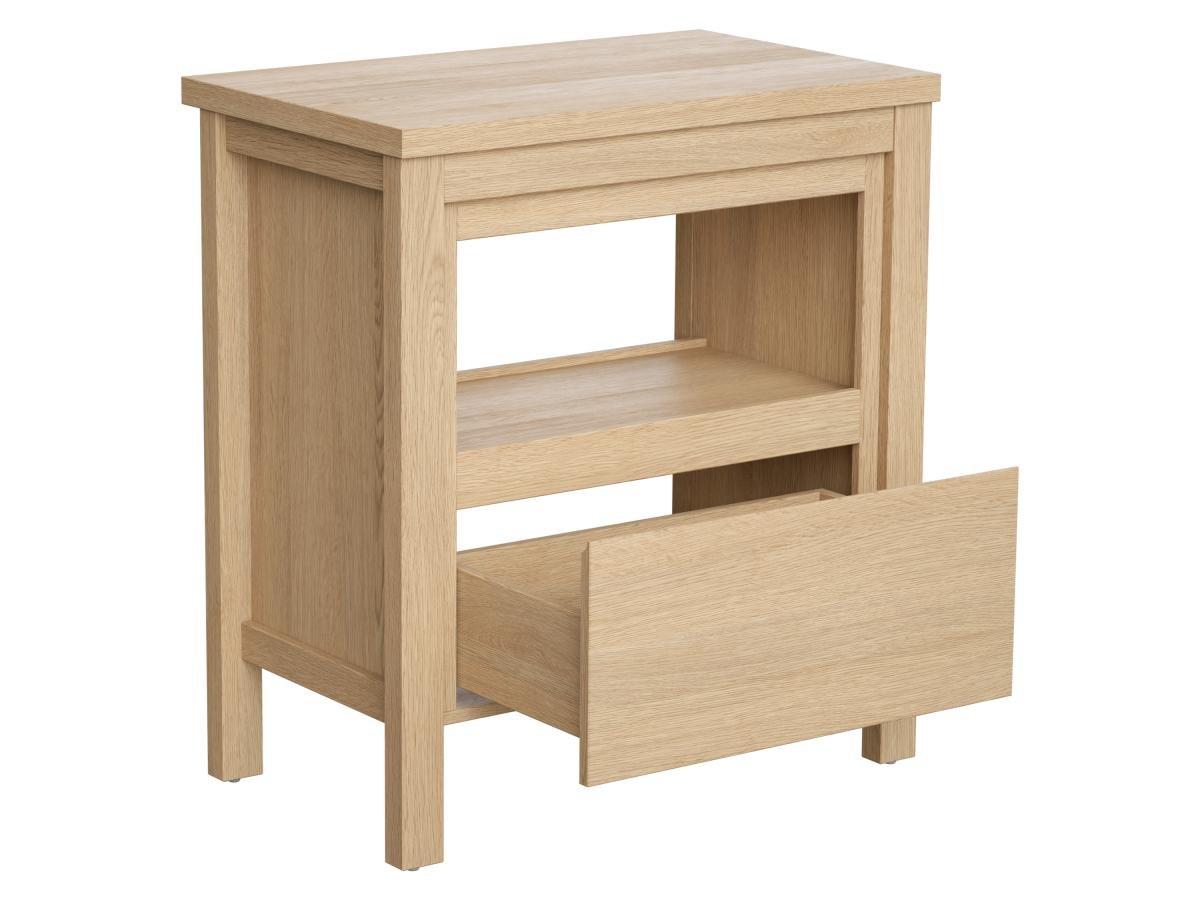 Vente-unique Meuble sous vasque avec niche de rangement et planche - 80 cm - Placage chêne - COSMOTI  