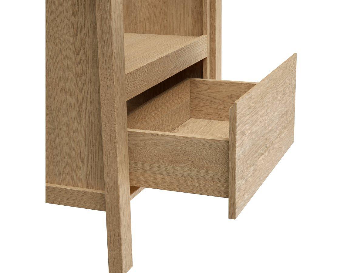 Vente-unique Meuble sous vasque avec niche de rangement et planche - 80 cm - Placage chêne - COSMOTI  