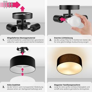 Tectake Plafonnier CIRCUM abat-jour en aspect lin  
