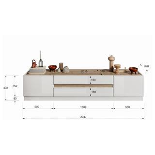 Vente-unique TV-Möbel - 2 Türen & 2 Schubladen - Weiß lackiert und Holzfarben - EMORA  