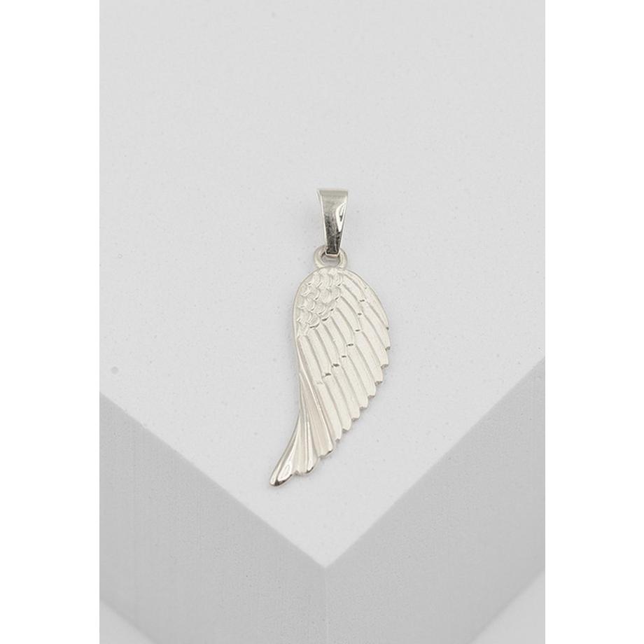 MUAU Schmuck  Engelsflügel Anhänger Weissgold 750, 27x14mm 