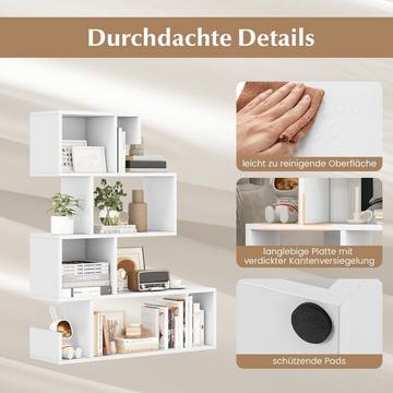 5-stufiges Bücherregal geometrisches Ablageregal mit offenen Fächern 80 x 22 x 100 cm Weiß