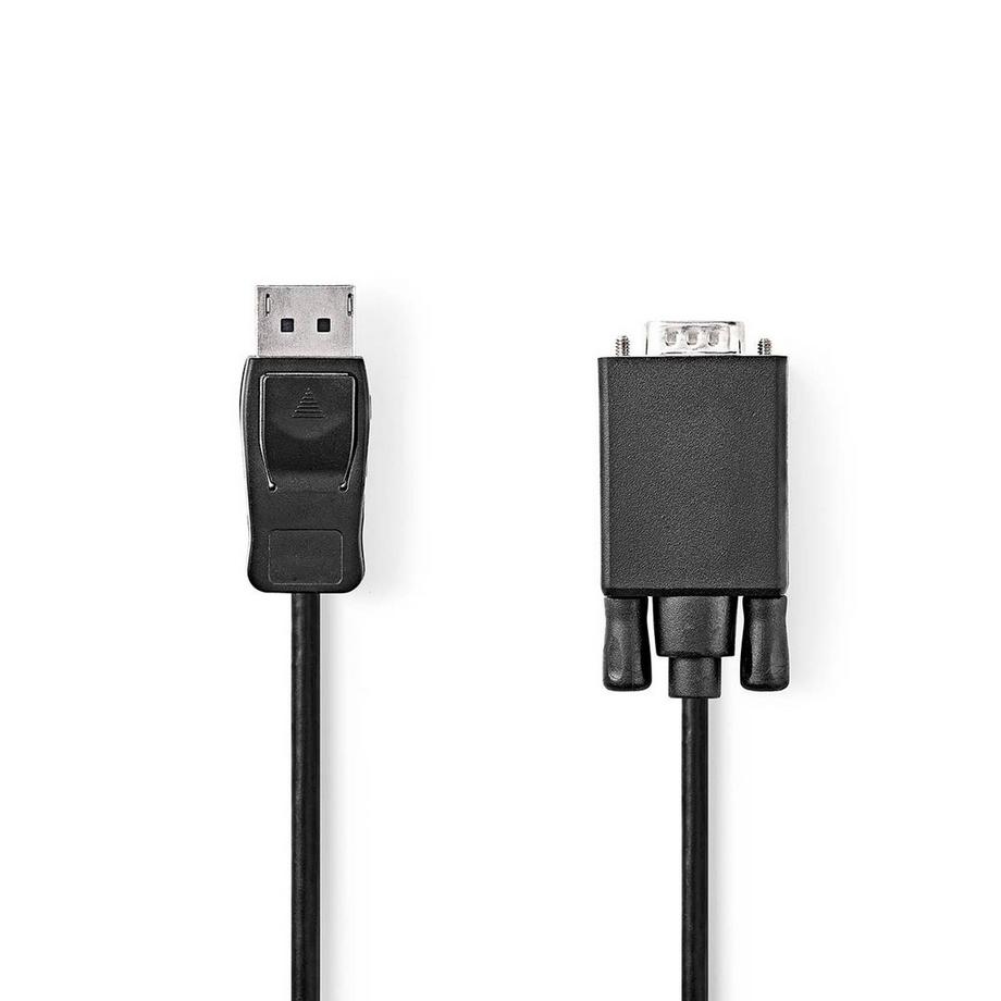Nedis  VGA Kabel | DisplayPort Stecker | VGA Stecker | Vernickelt | Maximale Auflösung: 1080p | 2,00 m | Rund | PVC | Schwarz | Etikett 