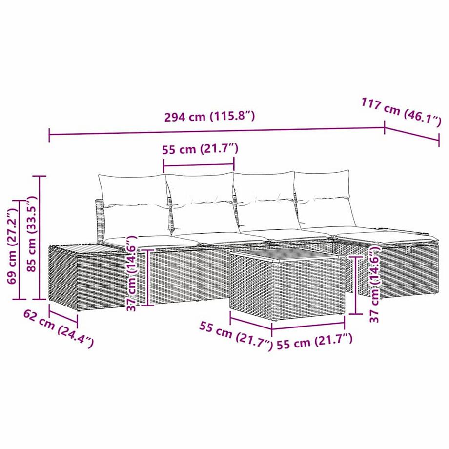 VidaXL Ensemble de canapé modulable poly rattan  