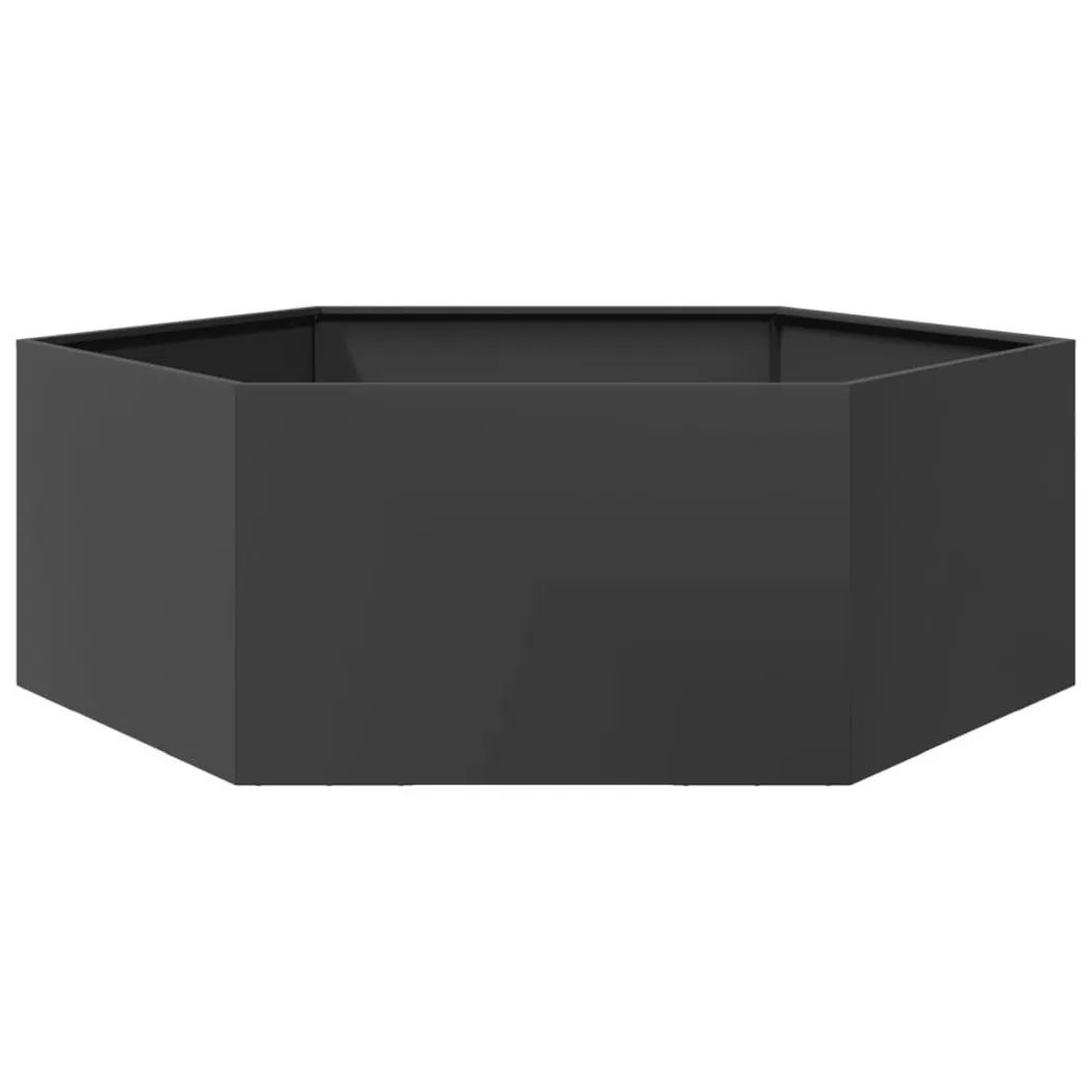 Jardinière noir hexagone 138x120x45 cm acier - Vidaxl