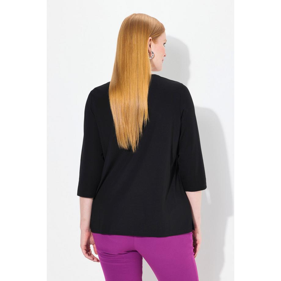 Ulla Popken Maglia Classic Girocollo Maniche 3/4 con Decorazione Collier  