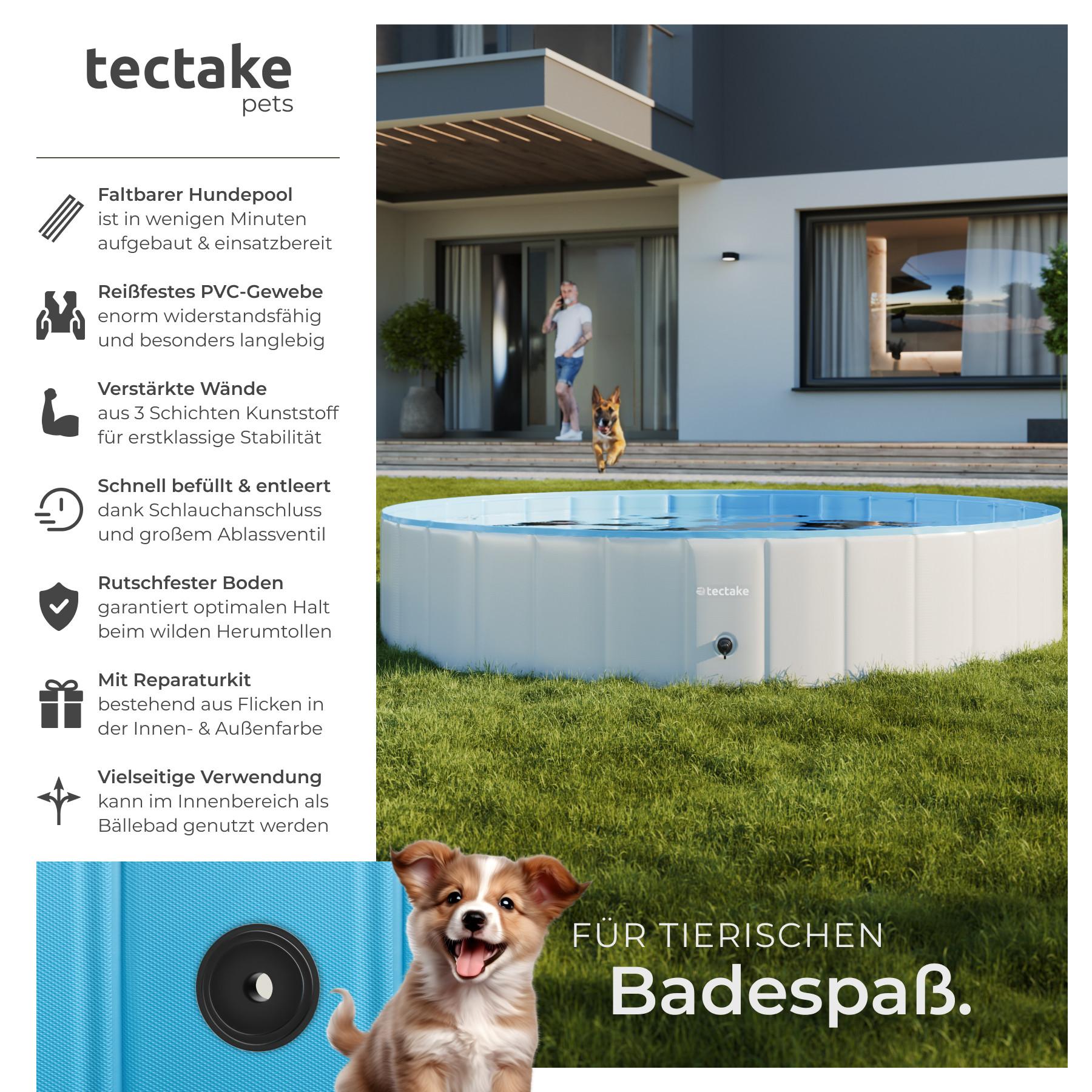 Tectake  Hundepool Nele, faltbar, mit Schlauchanschluss 160cm 