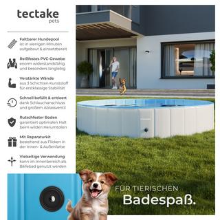 Tectake  Hundepool Nele, faltbar, mit Schlauchanschluss 160cm 