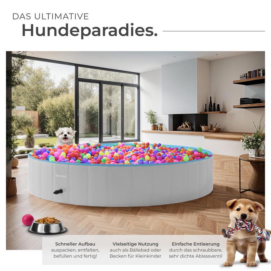 Tectake  Hundepool Nele verschiedene Größen rund, rutschfest und faltbar 