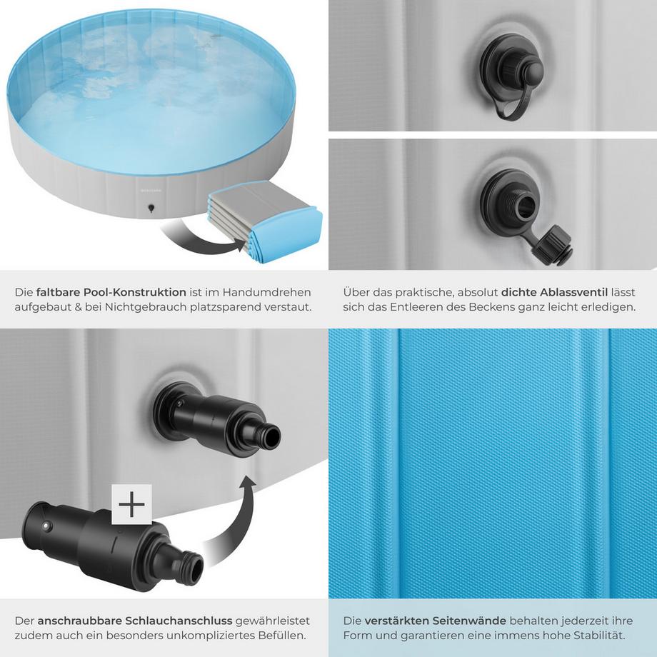 Tectake  Hundepool Nele verschiedene Größen rund, rutschfest und faltbar 