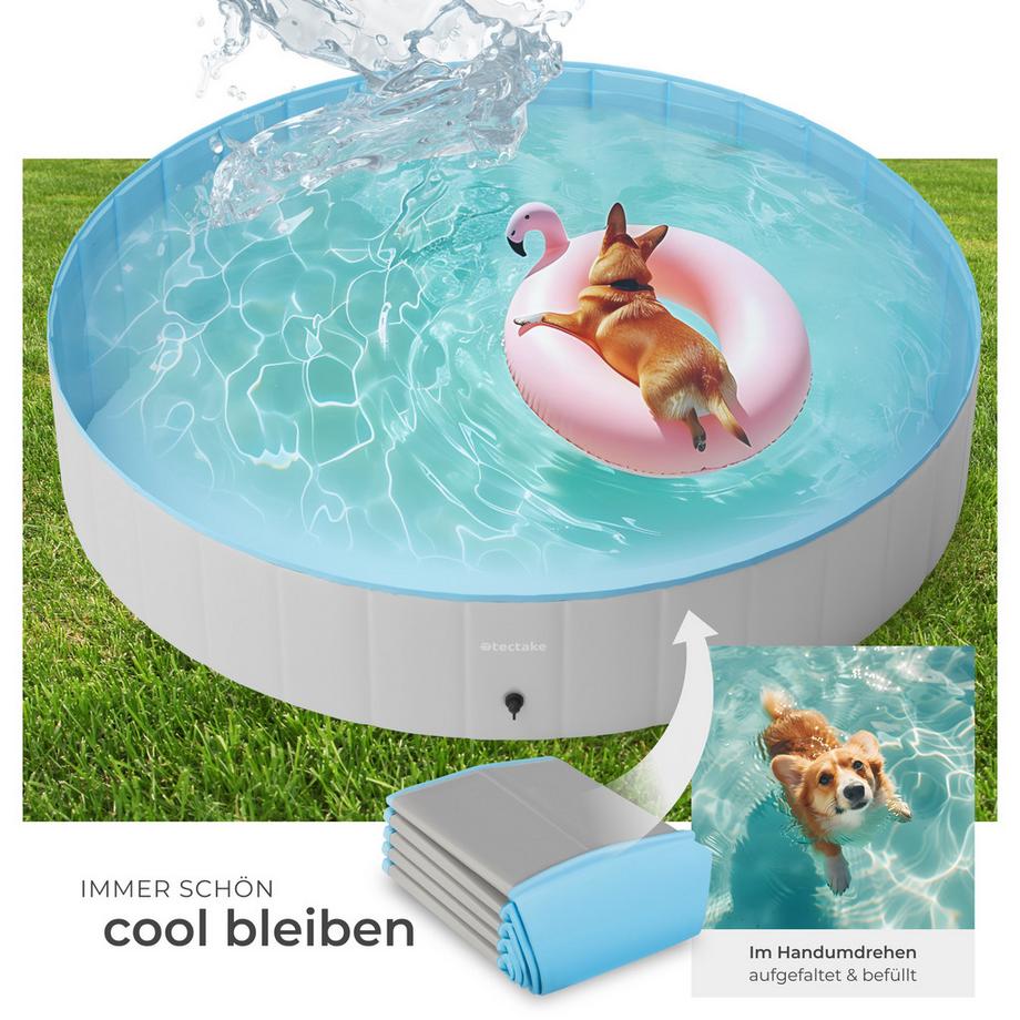 Tectake  Hundepool Nele verschiedene Größen rund, rutschfest und faltbar 