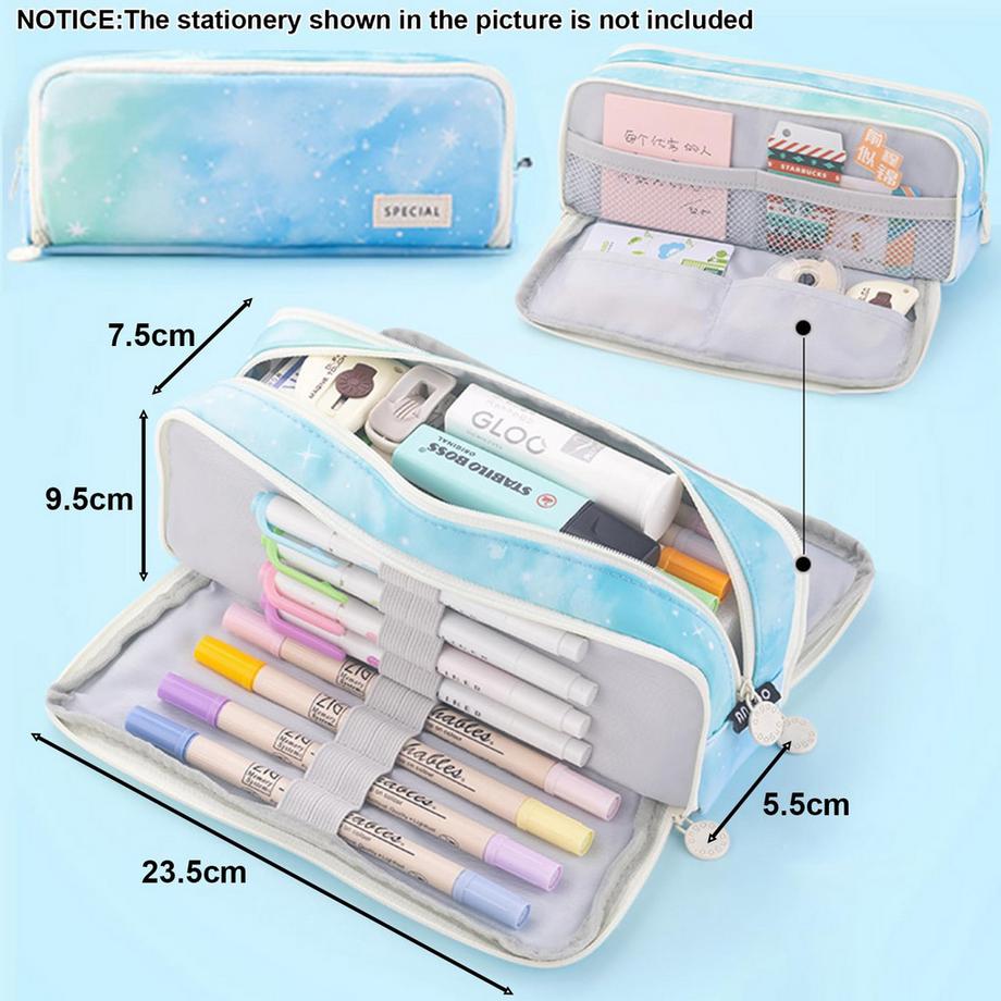Only-bags.store  Pencil Case Teenager Pencil Case 3 Compartment, Large Capacity Pencil Case for School & Office 