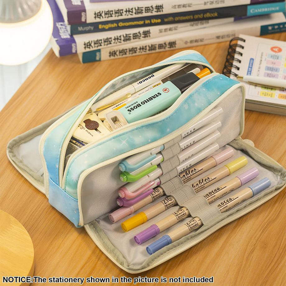 Only-bags.store  Pencil Case Teenager Pencil Case 3 Compartment, Large Capacity Pencil Case for School & Office 