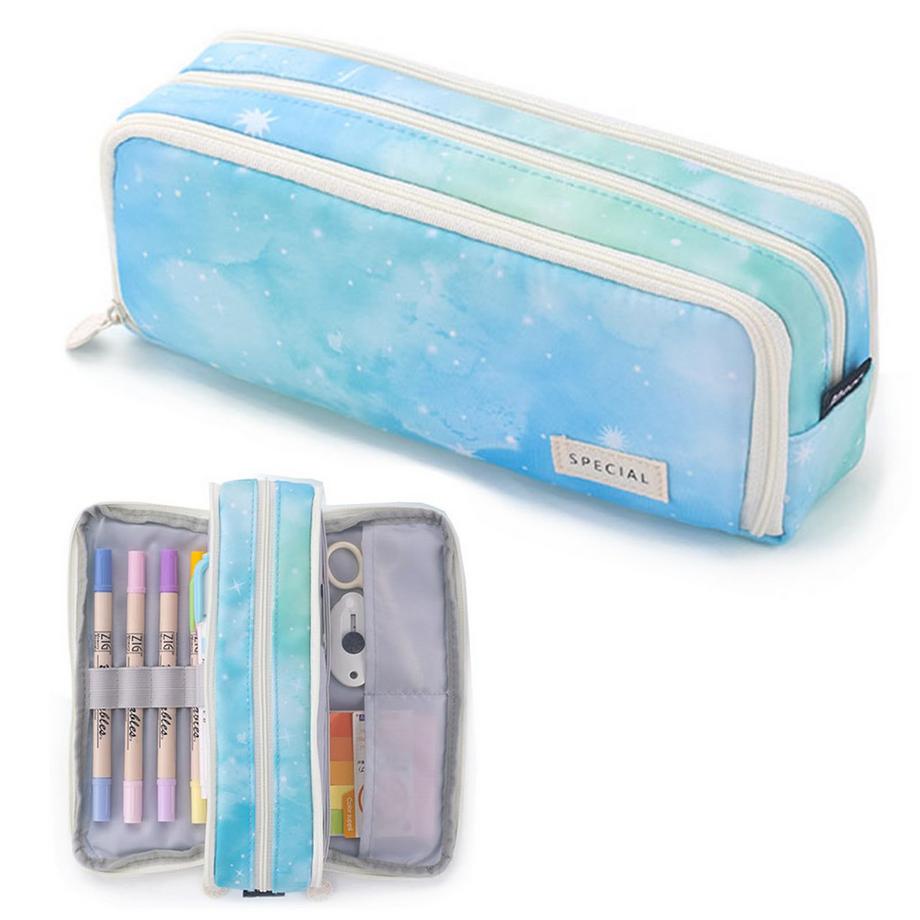 Only-bags.store  Pencil Case Teenager Pencil Case 3 Compartment, Large Capacity Pencil Case for School & Office 