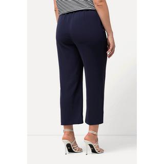 Ulla Popken  Pantaloni a 7/8 con pieghe, cintura elastica e laccetto 