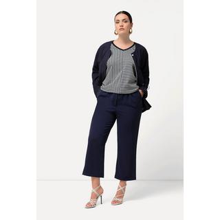 Ulla Popken  Pantaloni a 7/8 con pieghe, cintura elastica e laccetto 