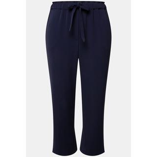 Ulla Popken  Pantaloni a 7/8 con pieghe, cintura elastica e laccetto 